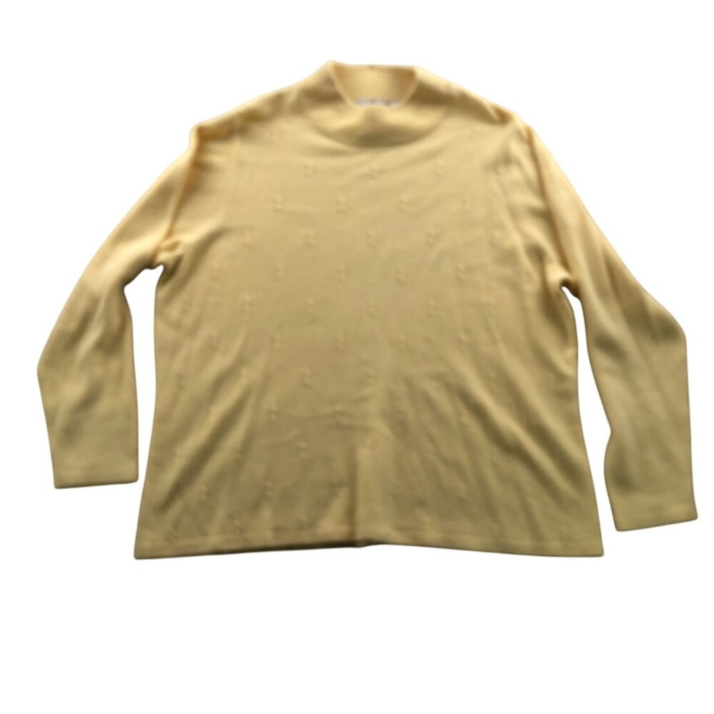Studio Works Womens Sweater Size 2X Long Sleeve High Neck Pullover Yellow Knit